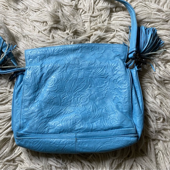 LOEWE Flamenco Sly blue  Leather Shoulder Bag - Picture 8 of 16